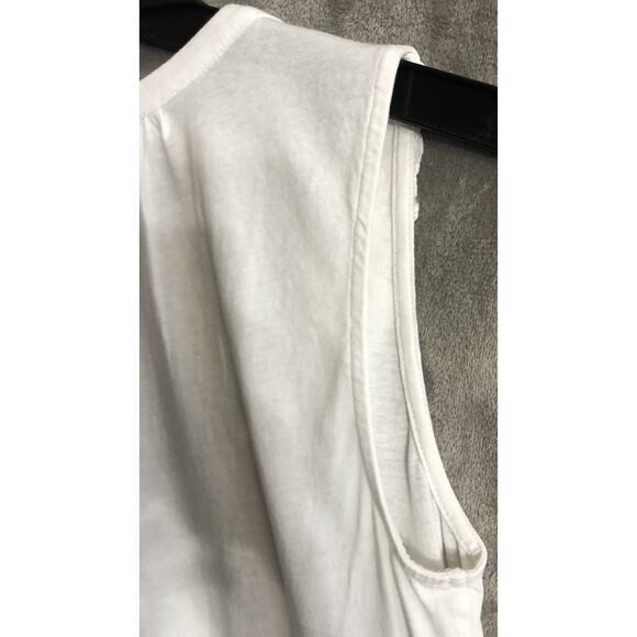 Loft White Ruffled Eyelet V Neck Sleeveless 100% Cotton Tank Top Regular Size XS - Picture 5 of 7